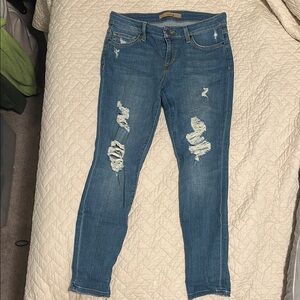 Joe's Jeans Blue Distressed Ankle Cropped Skinny Fit